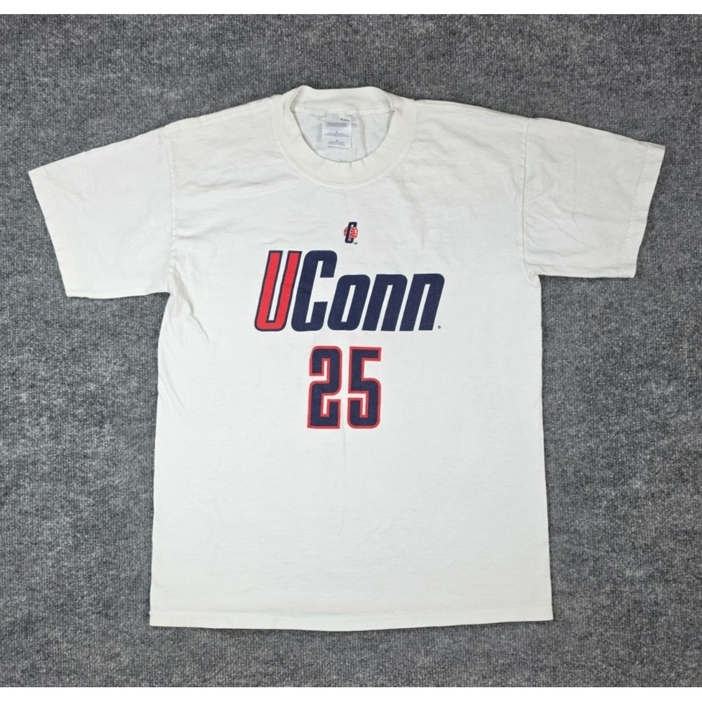 UCONN BASKETBALL #25 Men's Medium T-shirt white Gildan Ultra Cotton